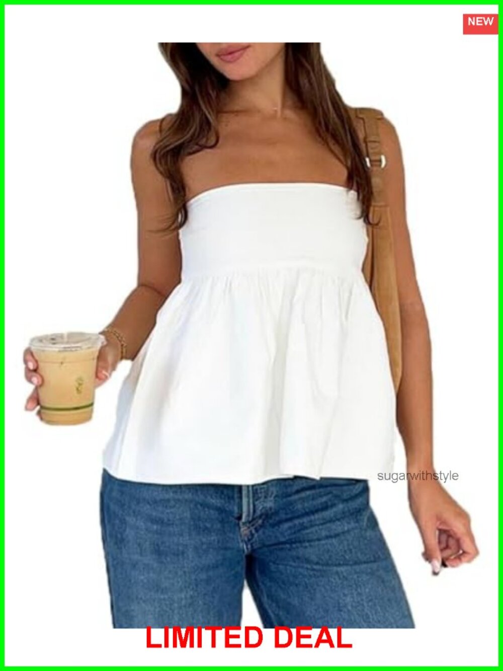 Women's Y2K Tube Top Strapless Flared Hem Peplum Bandeau Going Out